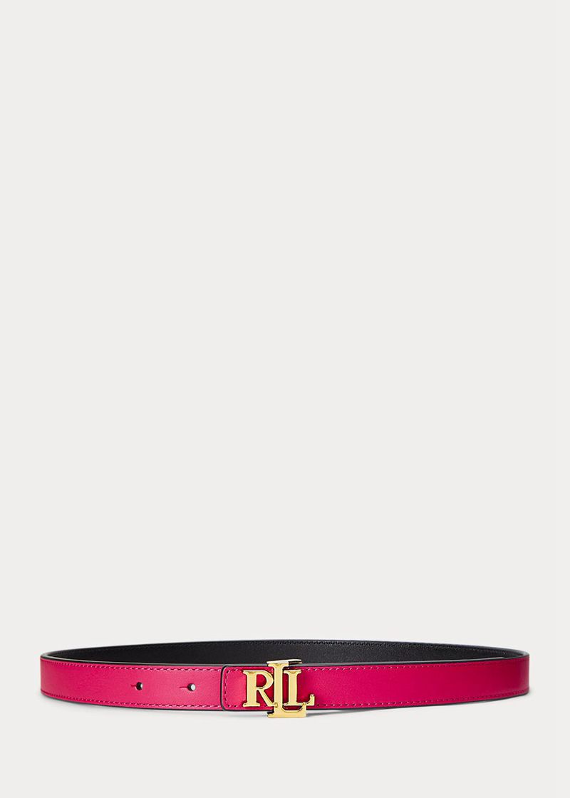 Pasek Lauren Damska Czarne Reversible Logo Skórzane Skinny 372596-HAO
